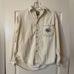Tommy Bahama Bungalow Brand Button Up Shirt Cream Size S Cotton Long Sleeve